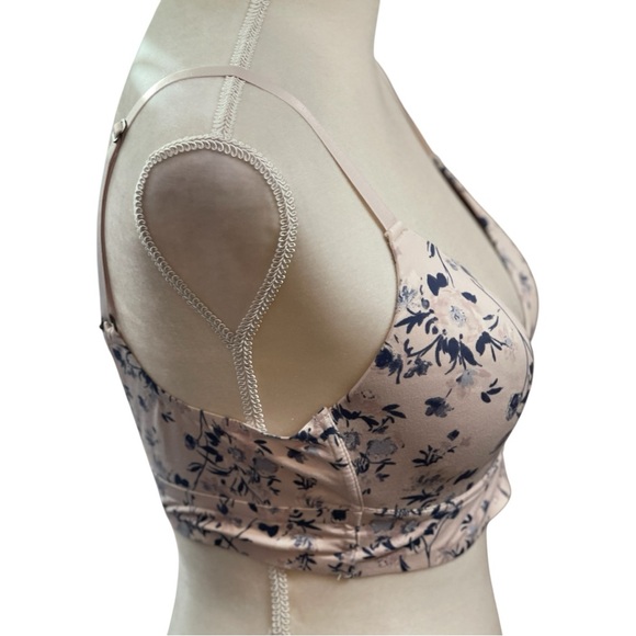 Lucky Brand Wireless Floral Full Coverage Bra Stretch Pink Blue 36B Feminine - Picture 2 of 11